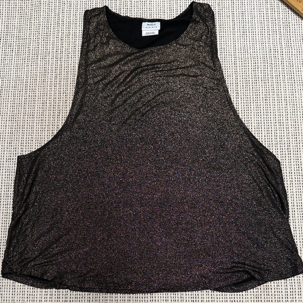 🔥🔥5/$25! RVCA Woman’s Black Copper Metallic Muscle Tank Top